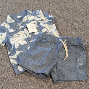 GAP Blue and White Whale Print Shirt and Shorts